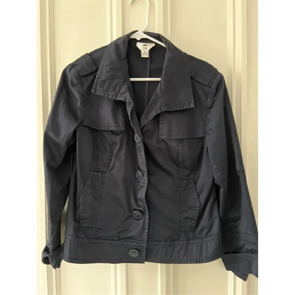 Talbots Petites  navy blue.lightweight stretch peacoat 12
